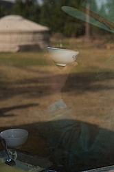 Through the Window One of Our Guides Sipping Milk Inside the Pri