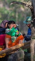 Bugiin blows bubbles