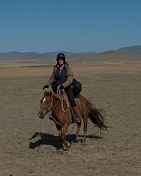 Shawn tries out the Mongolian Saddle