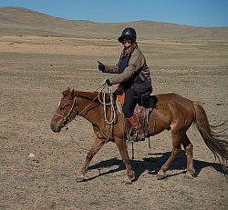 Shawn tries out the Mongolian Saddle