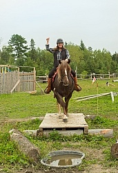Shawn on Sabre Crossing the Bridge