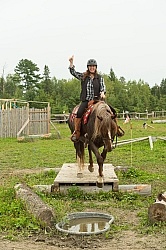 Shawn on Sabre Crossing the Bridge