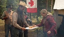 Heather takes warming shot from Chuck