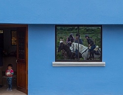 Reflections in a House Window on the Way to Bomboli