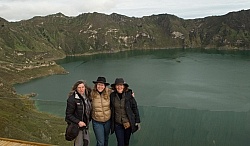 Shawn, Heather and Ali at   Crater Lake at Quilotoa volcano