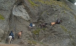 Riding around  Crater Lake at Quilotoa volcano