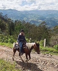 Heather on  the trail leaving Hosteria San Jose  in Sigchos, Ecu