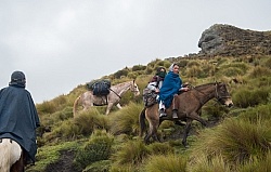 Ecuadorian girls join us on the trail in the high Andes
