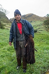 Angel holds raw hide to make a lasso