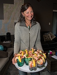Megan with Tray of Seafood Cocktail Starter at Hunter Valley Station