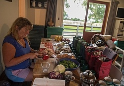 Angie Sorting Out Lunches at Hunter Valley Station