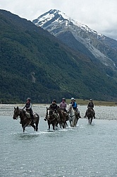 A River Crossing on the Day Ride From Boundary Hut, Wild Womens Expeditions with Adventure Horse Trekking New Zealand