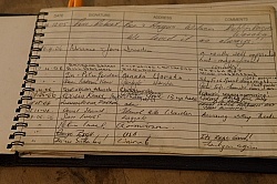 gearge Bush Signature in Guest Book at Boundary Hut, Wild Womens Expeditions with Adventure Horse Trekking New Zealand