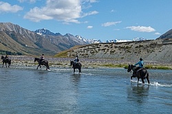 River Crossing in Ahuriri Conservation Area New Zealand , Wild Women Expeditions with Adventure Horse Trekking New Zealand River Crossing in Ahuriri Conservation Area New Zealand , Wild Women Expeditions with Adventure Horse Trekking New Zealand