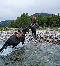 River Crossing on Lost Trail Ride Anchor D Outfitting