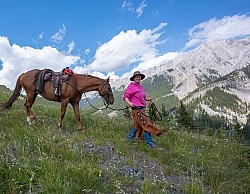 Leading Horses Downhill on the Lost Trail Ride with Anchor D