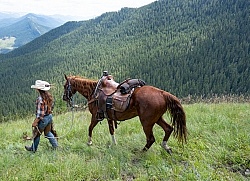 Leading Horses Downhill on the Lost Trail Ride with Anchor D