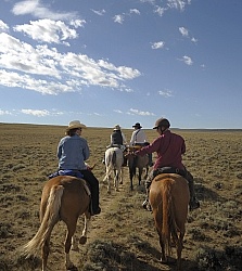 Riding in Wyoming with blue Sky Sage Adventures