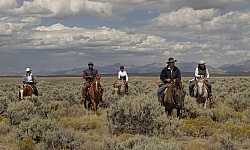 Riding in Wyoming with blue Sky Sage Adventures