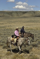 Riding in Wyoming with blue Sky Sage Adventures