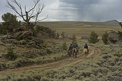 Riding in Wyoming with blue Sky Sage Adventures