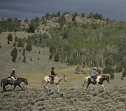 Riding in Wyoming with blue Sky Sage Adventures