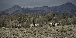 Riding in Wyoming with blue Sky Sage Adventures