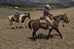 Riding in Wyoming with blue Sky Sage Adventures