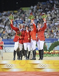 Will Simpson,Laura Kaut,Beexie Madden, McLain Ward U.S. Team Medal Hong Kong Olympics