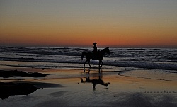 Riding on the beach at Sunset at Ricochet Ridge Ranch