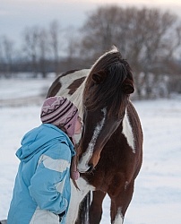 Kids with Horses in Winter
