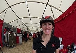 Belinda Trussell in the barns at WEG 2014 Normandy, France