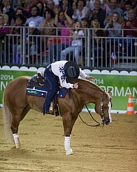 Mandy McCutcheon and Yellow Jersey Bronze Ind Reining WEG 2014 N