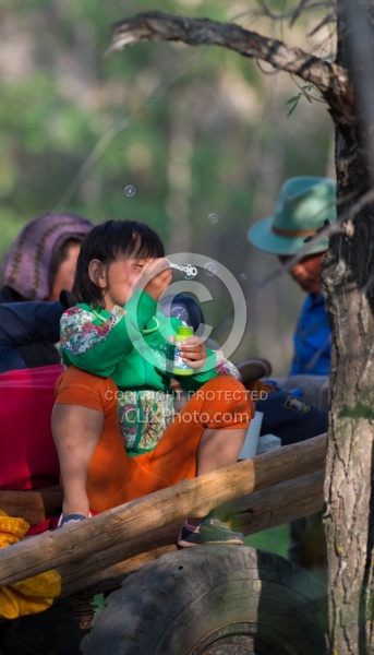 Bugiin blows bubbles