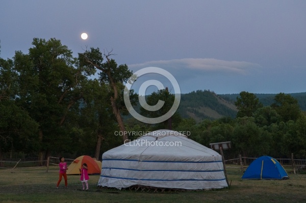 Full moon over camp