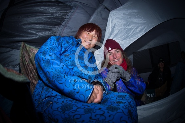 Shawn with Saara in the Cook tent