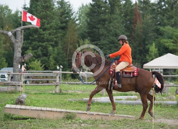 Cinette and Blaze Crossing the Bridge at Horse Country Campgroun