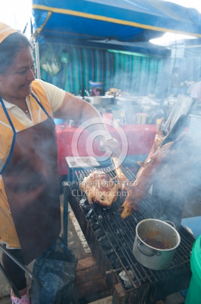Guinea Pig on a Stick at the Local Market in Aloag, Ecuador