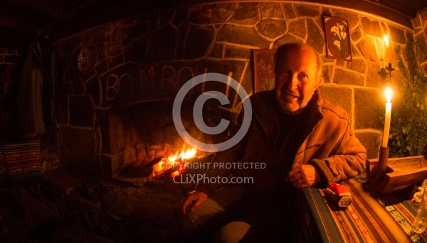 Oswaldo at the Fireplace In the Home of Oswaldo and Maria in Bom