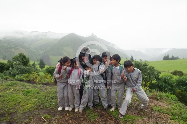Shawn with the kids from  a Local School in the Andes, Ecuador