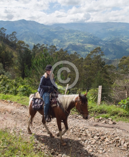 Heather on  the trail leaving Hosteria San Jose  in Sigchos, Ecu