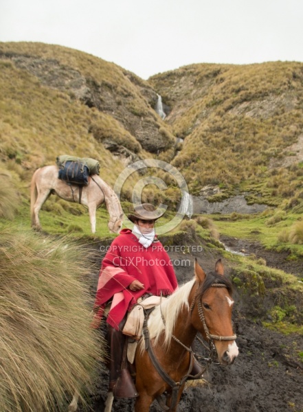 Rodrigo at a waterfall in The high Andes