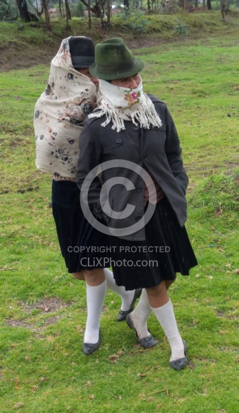 Two Ecuadorian girls on way home from school