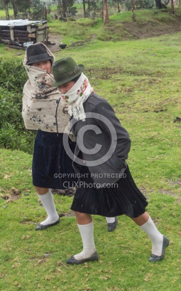 Two Ecuadorian girls on way home from school