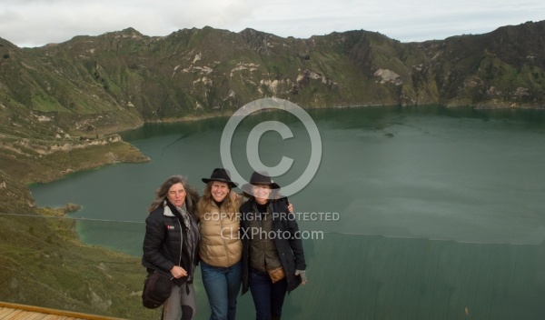 Shawn, Heather and Ali at   Crater Lake at Quilotoa volcano