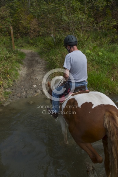 Major crossing the River  at Horse Country Campground