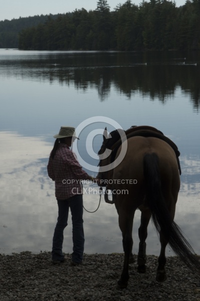 A Horse Country Campground Camper with Her Horse at Voyageur Bay