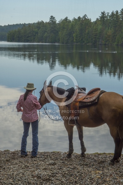A Horse Country Campground Camper with Her Horse at Voyageur Bay