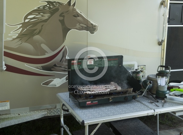 Bacon on the Grill at Horse Country Campground