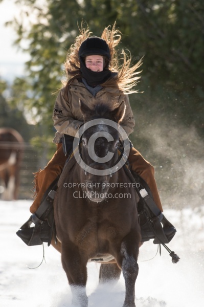 Youth Riding in Winter